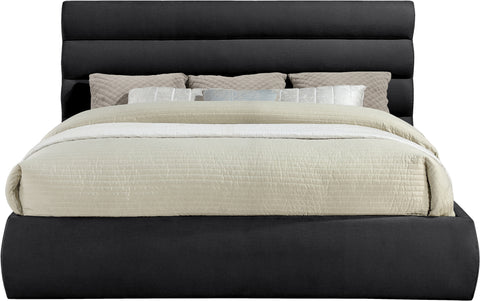Amara Black Chenille Fabric Upholstered King Bed, 1 Piece (Style 3)