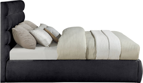 Amara Black Chenille Fabric Upholstered King Bed, 1 Piece (Style 3)