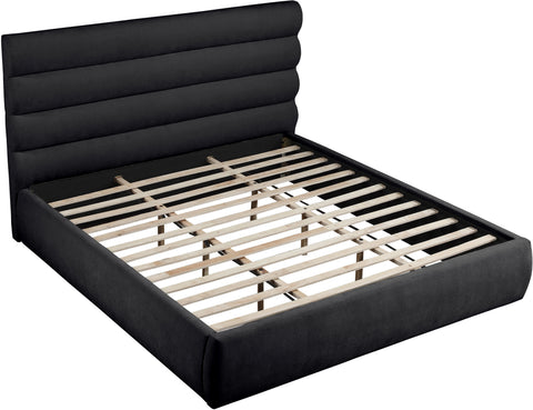 Amara Black Chenille Fabric Upholstered King Bed, 1 Piece (Style 3)