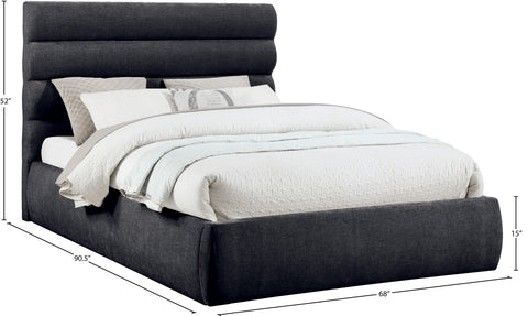 Amara Black Chenille Fabric Upholstered Queen Bed, 1 Piece (Style 3)