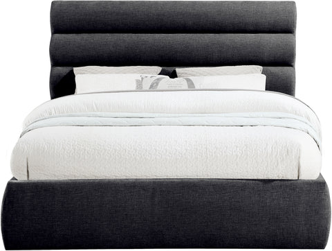Amara Black Chenille Fabric Upholstered Queen Bed, 1 Piece (Style 3)