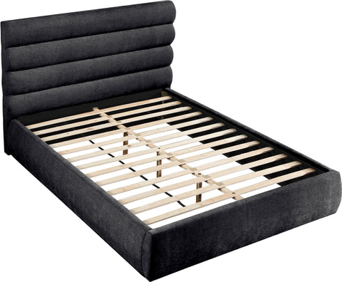 Amara Black Chenille Fabric Upholstered Queen Bed, 1 Piece (Style 3)
