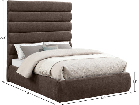 Amara Brown Chenille Fabric Upholstered Full Bed, 1 Piece