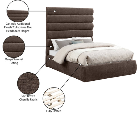 Amara Brown Chenille Fabric Upholstered Full Bed, 1 Piece