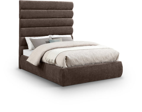 Amara Brown Chenille Fabric Upholstered Full Bed, 1 Piece