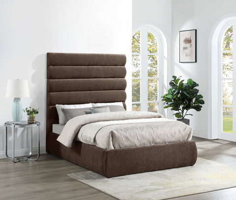 Amara Brown Chenille Fabric Upholstered Full Bed, 1 Piece