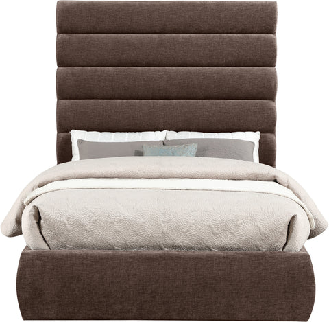 Amara Brown Chenille Fabric Upholstered Full Bed, 1 Piece