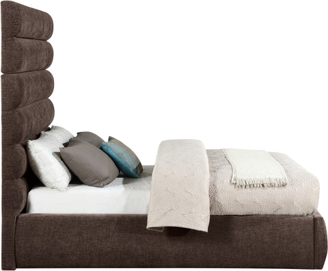 Amara Brown Chenille Fabric Upholstered Full Bed, 1 Piece