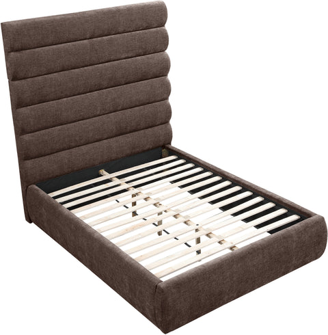 Amara Brown Chenille Fabric Upholstered Full Bed, 1 Piece