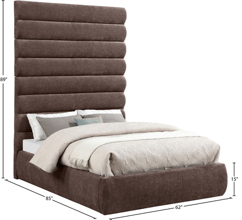 Amara Brown Chenille Fabric Upholstered Full Bed, 1 Piece (Style 2)