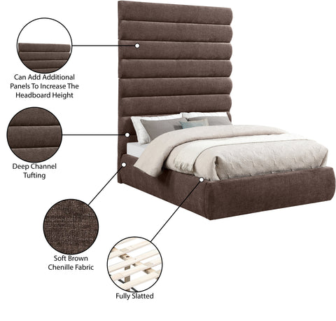 Amara Brown Chenille Fabric Upholstered Full Bed, 1 Piece (Style 2)