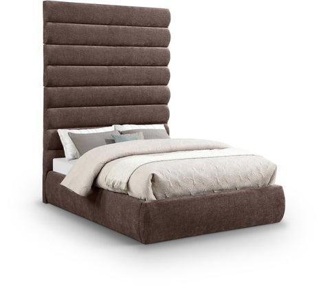 Amara Brown Chenille Fabric Upholstered Full Bed, 1 Piece (Style 2)