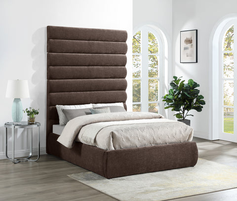 Amara Brown Chenille Fabric Upholstered Full Bed, 1 Piece (Style 2)