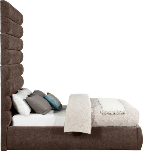 Amara Brown Chenille Fabric Upholstered Full Bed, 1 Piece (Style 2)