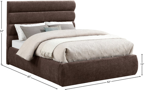 Amara Brown Chenille Fabric Upholstered Full Bed, 1 Piece (Style 3)