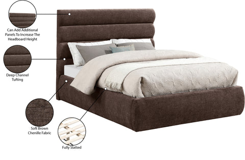 Amara Brown Chenille Fabric Upholstered Full Bed, 1 Piece (Style 3)