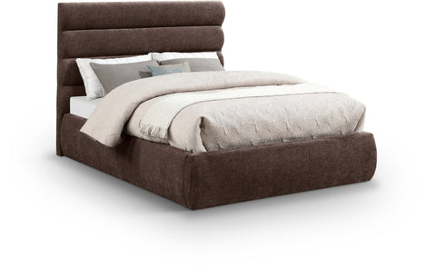 Amara Brown Chenille Fabric Upholstered Full Bed, 1 Piece (Style 3)