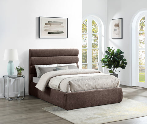 Amara Brown Chenille Fabric Upholstered Full Bed, 1 Piece (Style 3)