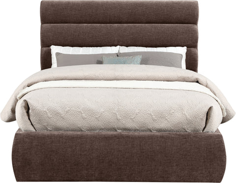 Amara Brown Chenille Fabric Upholstered Full Bed, 1 Piece (Style 3)