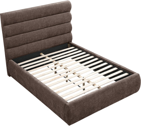 Amara Brown Chenille Fabric Upholstered Full Bed, 1 Piece (Style 3)
