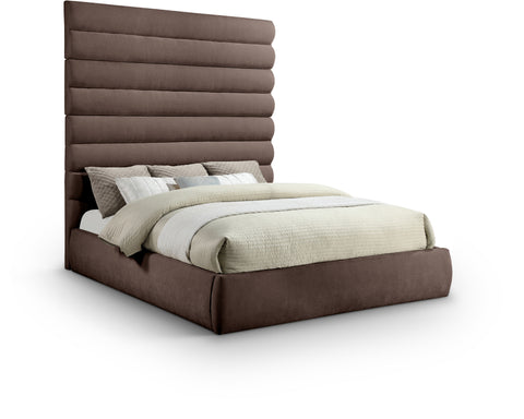 Amara Brown Chenille Fabric Upholstered King Bed, 1 Piece (Style 2)