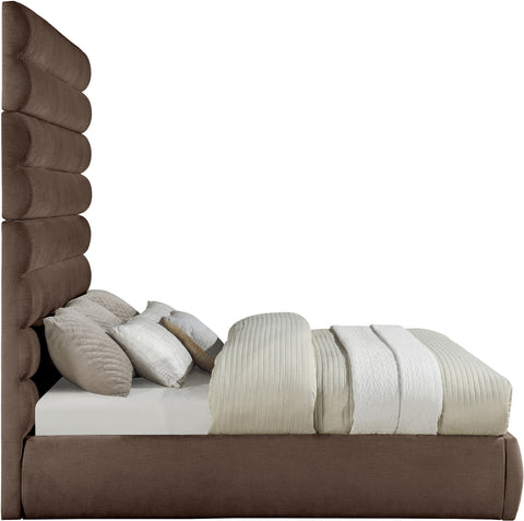 Amara Brown Chenille Fabric Upholstered King Bed, 1 Piece (Style 2)