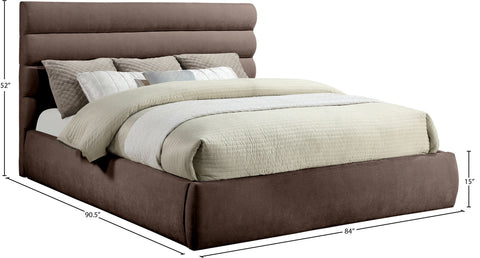 Amara Brown Chenille Fabric Upholstered King Bed, 1 Piece (Style 3)
