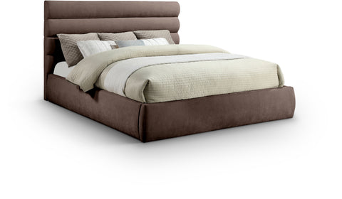 Amara Brown Chenille Fabric Upholstered King Bed, 1 Piece (Style 3)