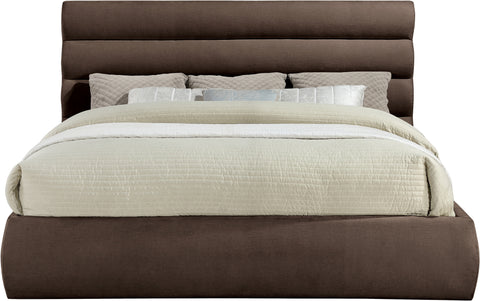 Amara Brown Chenille Fabric Upholstered King Bed, 1 Piece (Style 3)