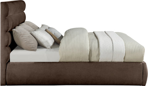 Amara Brown Chenille Fabric Upholstered King Bed, 1 Piece (Style 3)