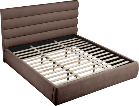 Amara Brown Chenille Fabric Upholstered King Bed, 1 Piece (Style 3)