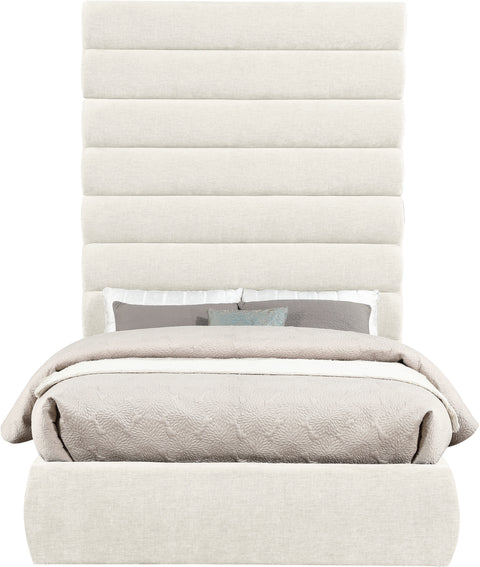 Amara Cream Chenille Fabric Upholstered Full Bed, 1 Piece (Style 2)