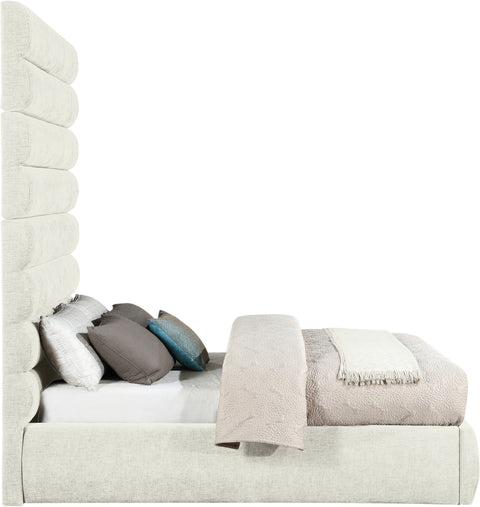 Amara Cream Chenille Fabric Upholstered Full Bed, 1 Piece (Style 2)