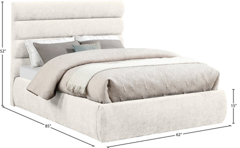 Amara Cream Chenille Fabric Upholstered Full Bed, 1 Piece (Style 3)