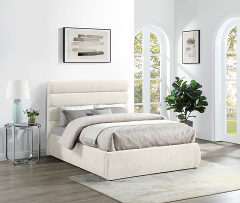 Amara Cream Chenille Fabric Upholstered Full Bed, 1 Piece (Style 3)