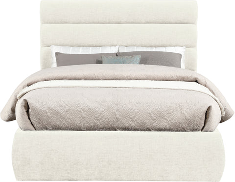 Amara Cream Chenille Fabric Upholstered Full Bed, 1 Piece (Style 3)