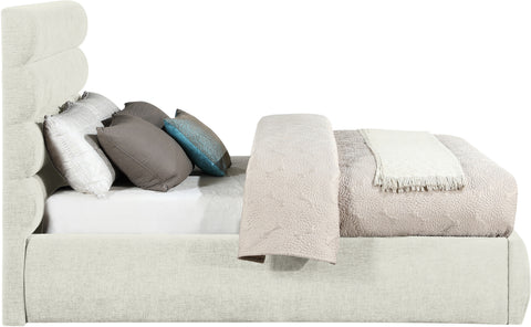 Amara Cream Chenille Fabric Upholstered Full Bed, 1 Piece (Style 3)