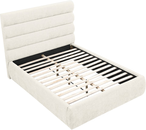 Amara Cream Chenille Fabric Upholstered Full Bed, 1 Piece (Style 3)