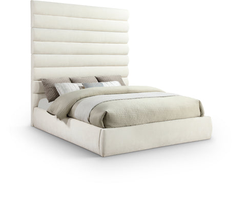 Amara Cream Chenille Fabric Upholstered King Bed, 1 Piece (Style 2)