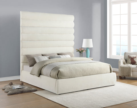 Amara Cream Chenille Fabric Upholstered King Bed, 1 Piece (Style 2)