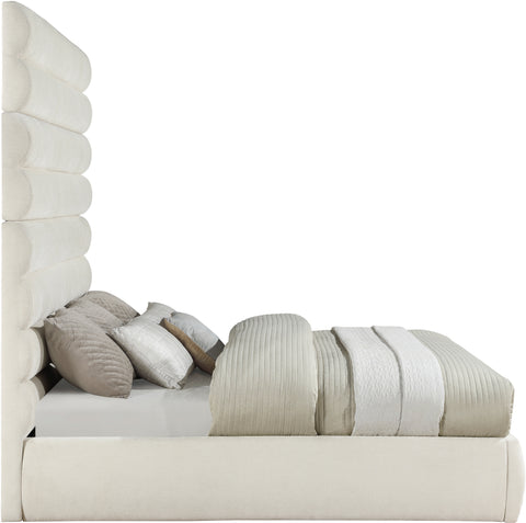 Amara Cream Chenille Fabric Upholstered King Bed, 1 Piece (Style 2)