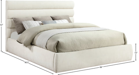 Amara Cream Chenille Fabric Upholstered King Bed, 1 Piece (Style 3)