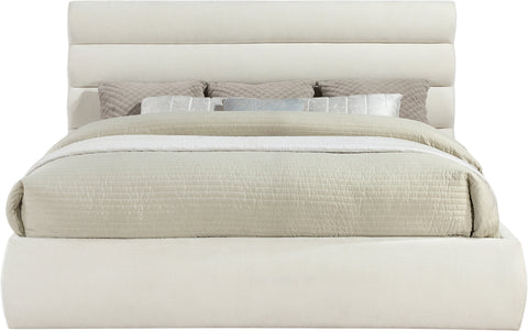 Amara Cream Chenille Fabric Upholstered King Bed, 1 Piece (Style 3)
