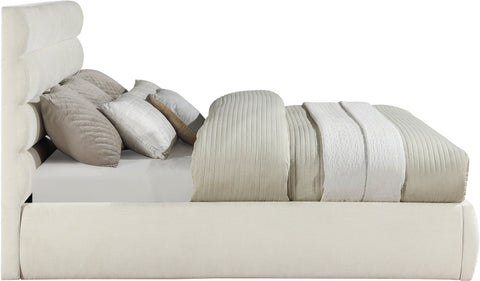 Amara Cream Chenille Fabric Upholstered King Bed, 1 Piece (Style 3)