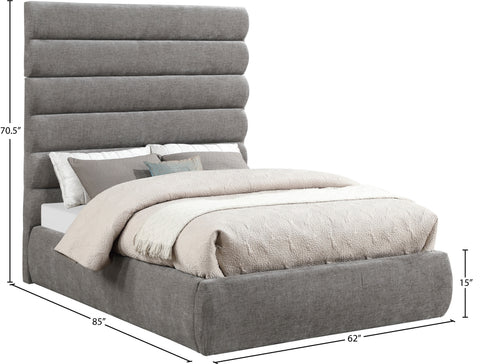 Amara Grey Chenille Fabric Upholstered Full Bed, 1 Piece