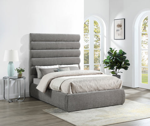Amara Grey Chenille Fabric Upholstered Full Bed, 1 Piece