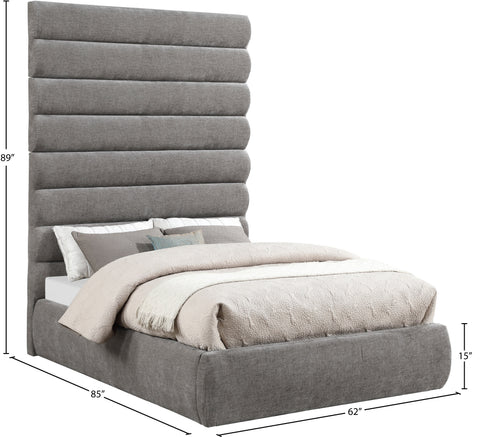 Amara Grey Chenille Fabric Upholstered Full Bed, 1 Piece (Style 2)