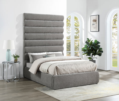 Amara Grey Chenille Fabric Upholstered Full Bed, 1 Piece (Style 2)