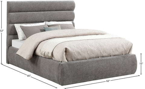 Amara Grey Chenille Fabric Upholstered Full Bed, 1 Piece (Style 3)