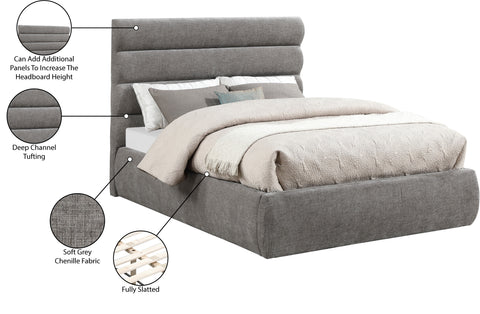 Amara Grey Chenille Fabric Upholstered Full Bed, 1 Piece (Style 3)